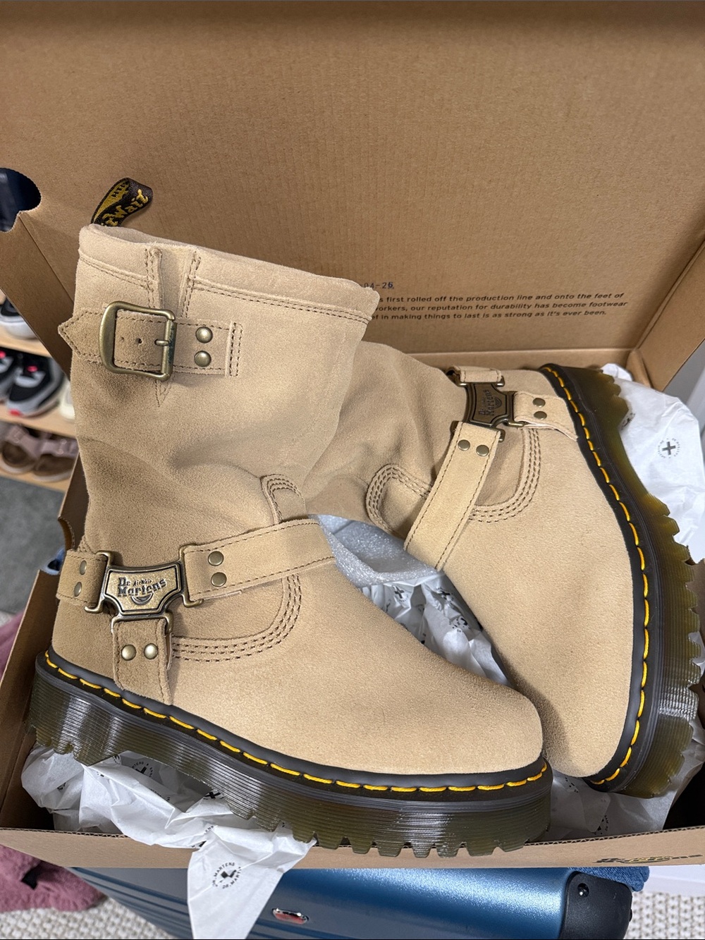 Dr. Martens Beige Suede Anistone HI Boots